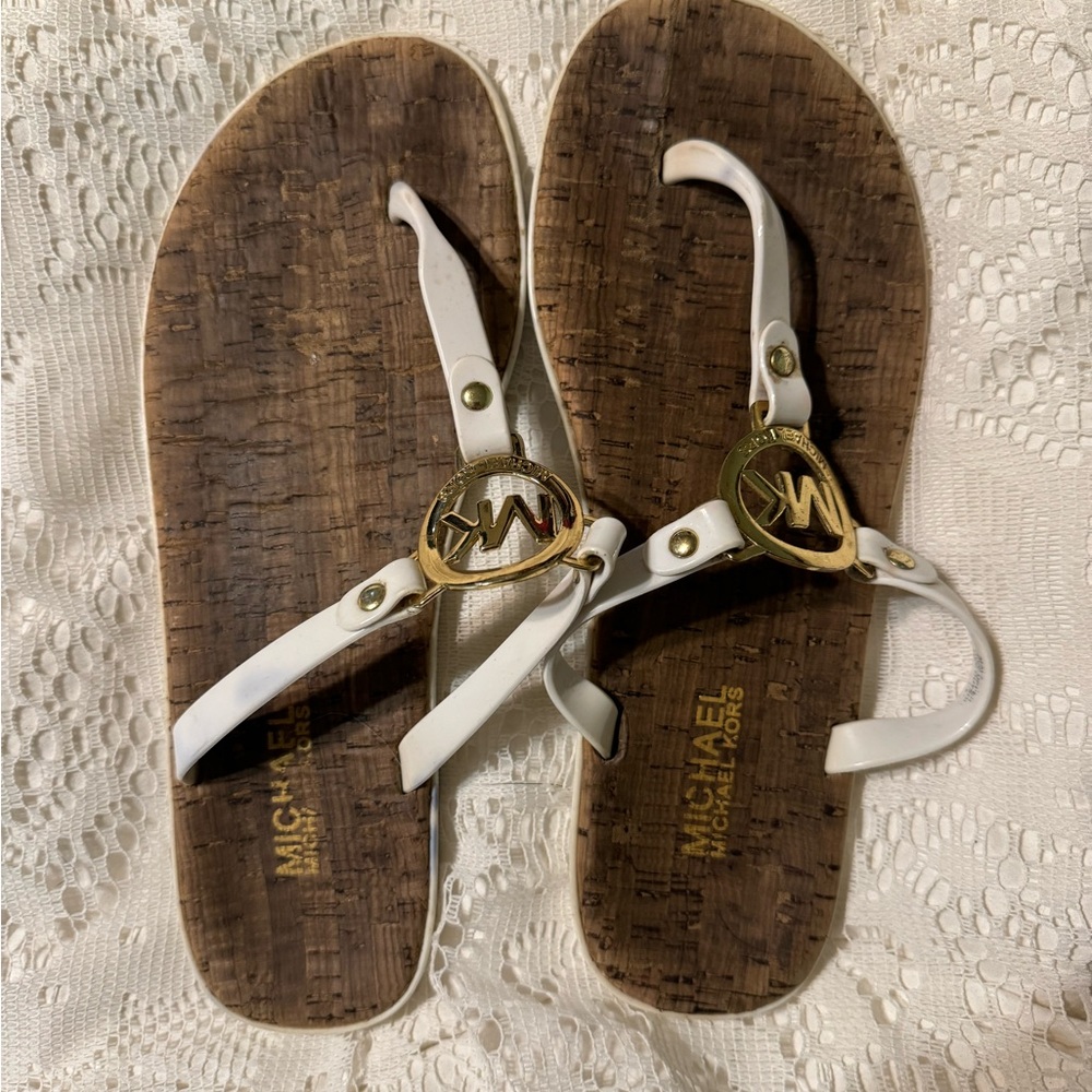 Michael Kors Women’s Sandals white and bamboo women’s 8 - Picture 2 of 3